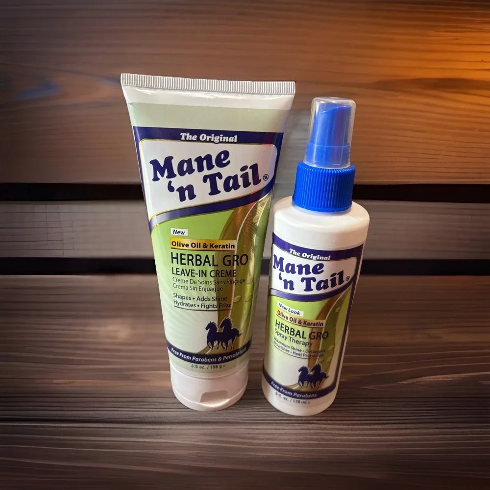 Mane 'n Tail Herbal Gro‎ Olive Oil Leave-in Crème 5.5oz & Spray Therapy 6oz